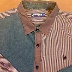 Desigual, XXL, Blue Solid/Striped, Slim Fit, Lng Sleeve Casual Shirt (w/defect)